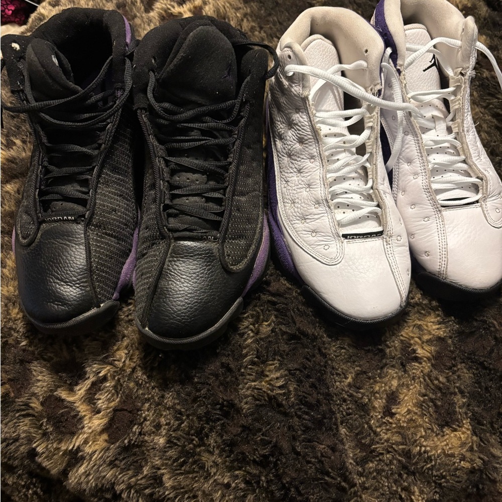 Black and White Sneakers with Purple Accents